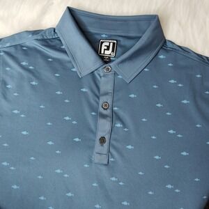 Footjoy Polo Shirt Mens XLarge Blue Fish Golf‎ Logo Polo